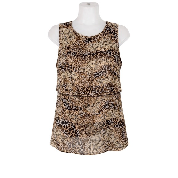 Dana Buchman Tops - Dana Buchman Layered Animal Print Sleeveless Top  Career Casual Stretch-Large